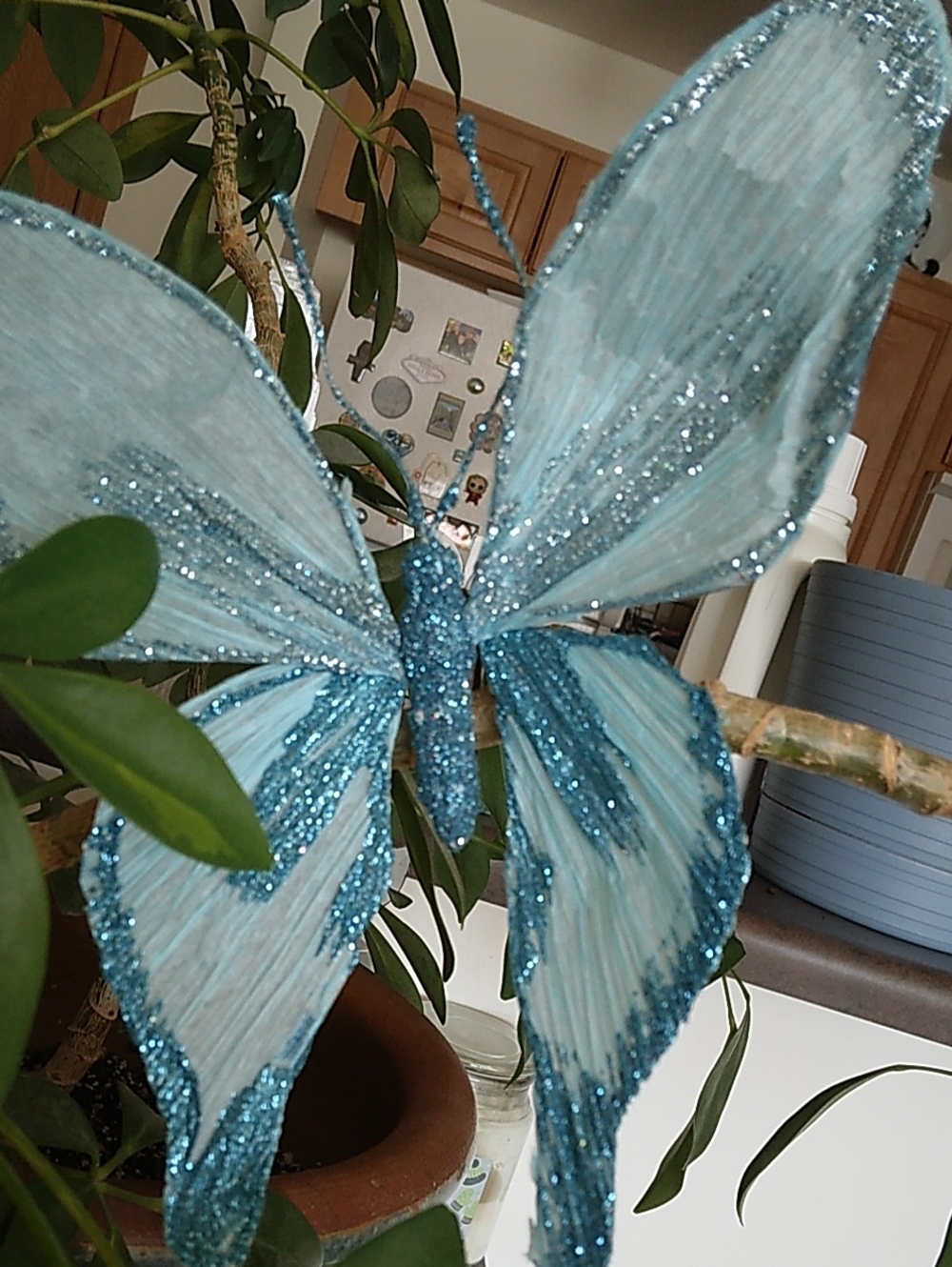 Decorative Blue Butterfly Clips Light and Dark Blue Glitter